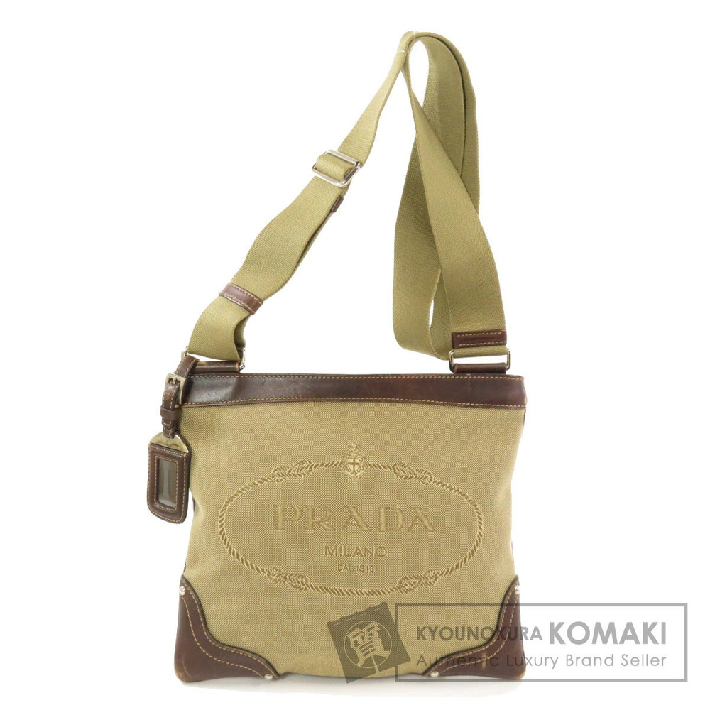 Prada Logo Jacquard Shoulder Bag Canvas